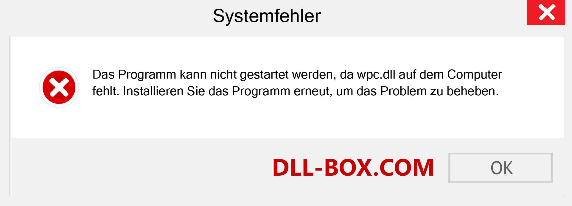 wpc.dll-Datei fehlt?. Download für Windows 7, 8, 10 - Fix wpc dll Missing Error unter Windows, Fotos, Bildern